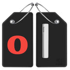 8 Pack Initial Luggage Tags for Suitcases Airplane Travel Essentials (Black / Letter O)