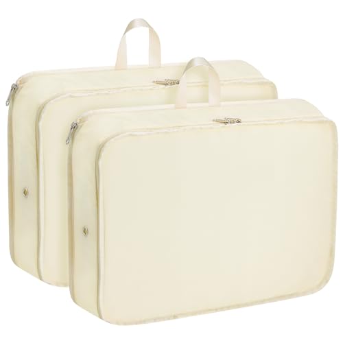 Packing Cubes for Travel Packing Organizers Compression Travel Cubes (Beige / Large)