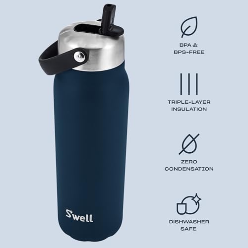 Recycled Stainless Steel Explorer with Flip Straw Lid (Azurite / 24 Ounces)