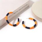 Game Day Earrings Football Baseball Earrings for Women Sports Team Heishi Hoop Earring Football Accessories Outfits Cheer Mom Essentials Fall Sports Must Haves Cheer Gifts (Orange Navy)