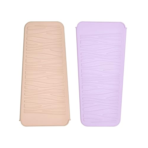 Silicone Heat Resistant Travel Mat Pouch for Hair Straightener (2 Pack / Ekt02-heatmat-taupe&pink Mauve)