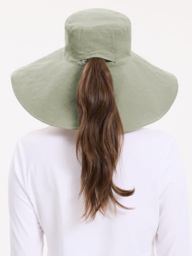 Ultra Wide Cotton Linen Hat (Small-Medium / Sage / Beige)