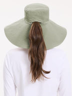 Ultra Wide Cotton Linen Hat (Small-Medium / Sage / Beige)