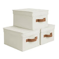 Fabric Storage Bins with Lids (Ivory / Medium)