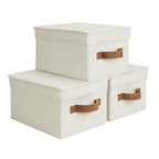 Fabric Storage Bins with Lids (Ivory / Medium)