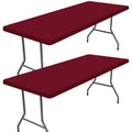 2 Pack Rectangle Spandex Fitted Table Cloth (Wine Red / 96" x 30" (Rectangular))