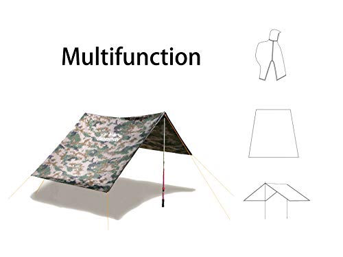 Rain Ponchos for Adults (Large Tall / Leaf Camo)