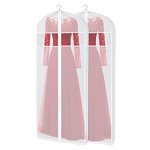 Long Dress Garment Bags for Storage Clear Coat Cover Bag 60 in (60"-2pcs)