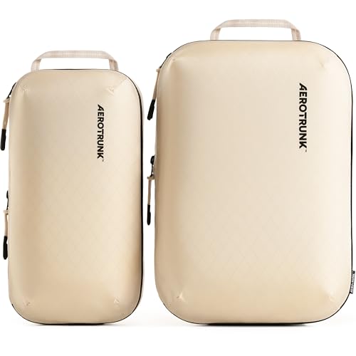 Ultralight Compression Packing Cubes for Travel (3-Pack / Beige)