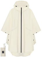 Rain Poncho for Adults with Zipper (One Size / Beige)