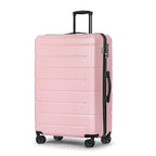28 Inch Luggage with Wheels Hardshell Large Suitcase Lightweight Big Checked Luggage with TSA Lock Travel Rolling Suitcase for Women Men Pink (Light Pink / Checked-Large 28-Inch)