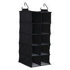 10 Pocket Hanging Shoe Closet Organizer with Hooks (Black)