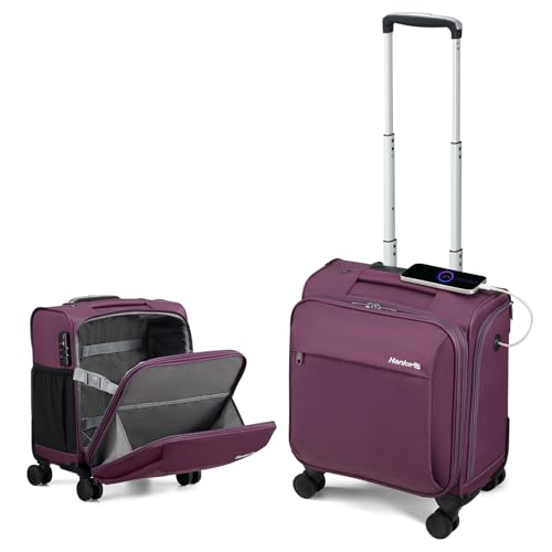 16 Inch Underseat Carry On Luggage with Wheels Small Suitcase Softside Luggage Bags for Travel Lightweight Suitcases with Wheels Travel Luggage Personal Item for Men and Women (Purple / 16 Inch)