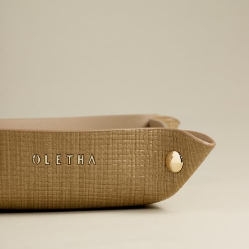 Foldable Valet Tray (Raffia Embossed, Wheat)