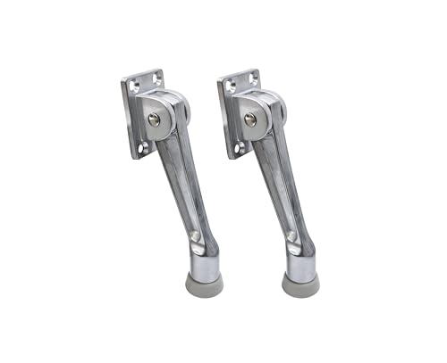 Heavy Duty Kickdown Door Stopper (2 Pack / Satin Chrome(5"))
