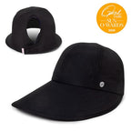 Womens Sunblocker UPF 50 Wide Brim Ponytail Sun Hat (One Size / Black)