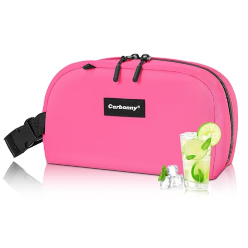 Small Cooler Bag Freezable Lunch Bag for Work School Travel (Red-Magenta)