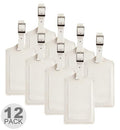 12 Pack Luggage Tags Faux Leather for Suitcases Travel Bag Labels with Protection Cover ID (Ivory)