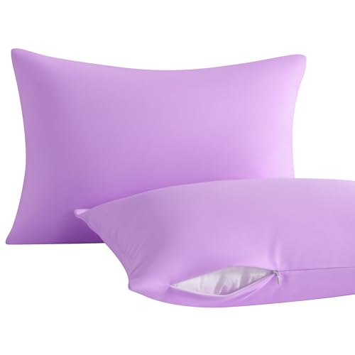 Toddler Pillows with Pillowcases Set (Light Purple (Microfiber) / 13x18 Inch (Pack of 2))