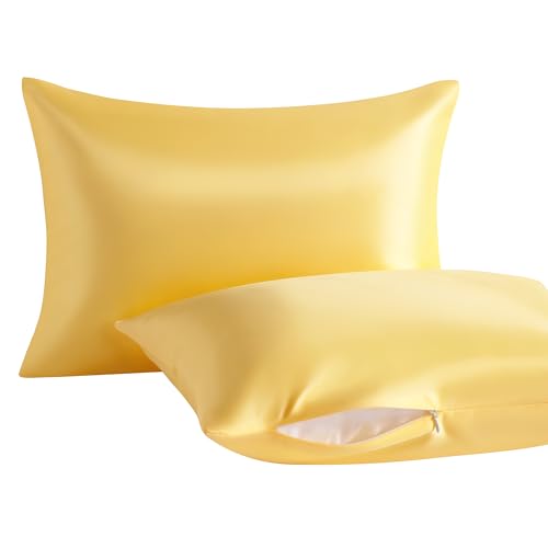 Toddler Pillows with Pillowcases Set (Yellow (Satin) / 13x18 Inch (Pack of 2))