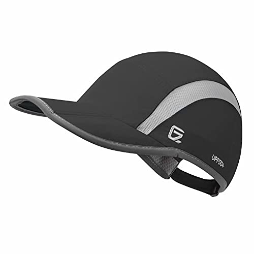 Reflective Foldable Running Hat for Men Women (7-7 5/8 / Black)