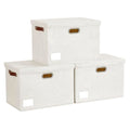 15" Fabric Storage Box with Lids (White / Medium-3 Pack)