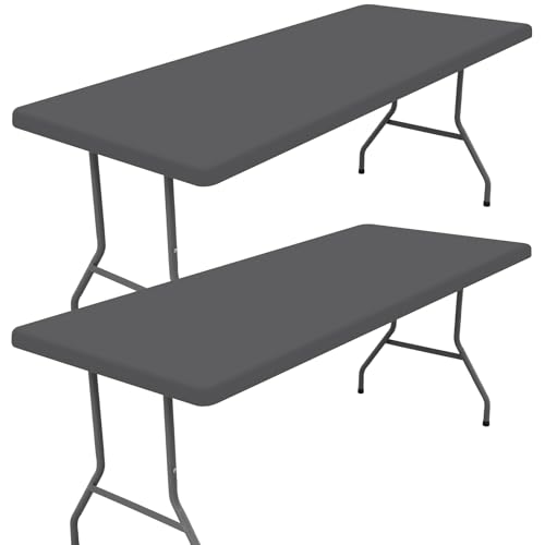 2 Pack Rectangle Spandex Fitted Table Cloth (Dark Grey / 48" x 30" (Rectangular))
