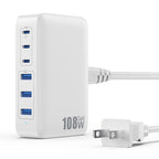 USB C Charger Block Charging Station (A-White / 108W)
