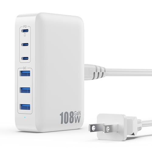 USB C Charger Block Charging Station (A-White / 108W)