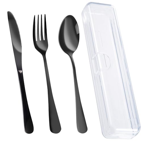 4PCS Premium Travel Utensils With Case (4 PCS Black)