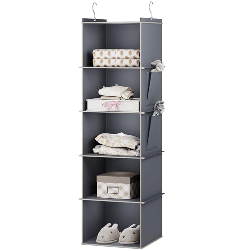 Hanging Closet Organizer and Storage for Clothes (5-SHELF / Grey)