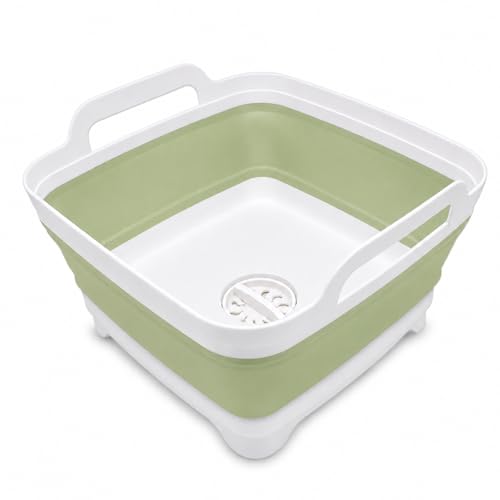 Collapsible Dish Basin with Drain Plug (Green)