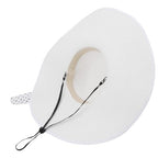 Wide Brim Sun Hat for Women Floppy Straw Hat Summer Beach Hats Fashionable Trendy Hats Sun Protection UPF 50+ (1 Pack With Polka Dot Bow: White)