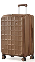 Expandable Top Opening 28 Inch Checked Luggage with Spinner Wheels (Chocolate Brown / 28-Inch Checked-Large)