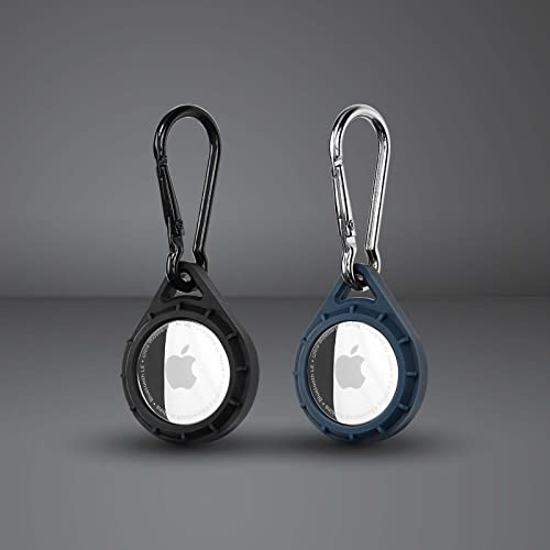 Protector AirTag Holder with Stainless Steel Carabiner Clip (Black)