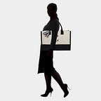 Embroidery Initial Canvas Tote Bag (Black & White / C)