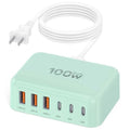 100W 6 in 1 USB Charger (Light Green)