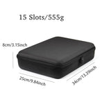 15 Slots Hard Watch Travel Case (Black-15 Slots / 15 Slots Nylon)