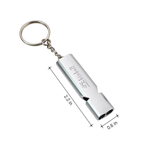 Emergency Whistles Lifeguard Safety Whistle with Lanyard and Keychain for Outdoor Camping Hiking Boating Backpacking Fishing Kayak Kids Rescue Signaling Loud Survival Whistle (silver-2pack)