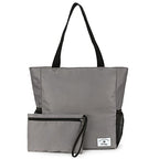 Large Capacity Foldable Tote Bag With Zipper (Concrete Grey)