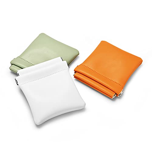 Orange PU Leather Jewelry Pouch Travel Small Jewelry Storage Bag (Orange / 3.54"x3.54")