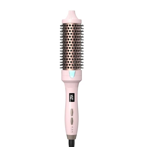 1 1 2" Ceramic Ionic Heated Round Brush for Blowout Look & Volume Curls (Pink / 1.5 Inch)