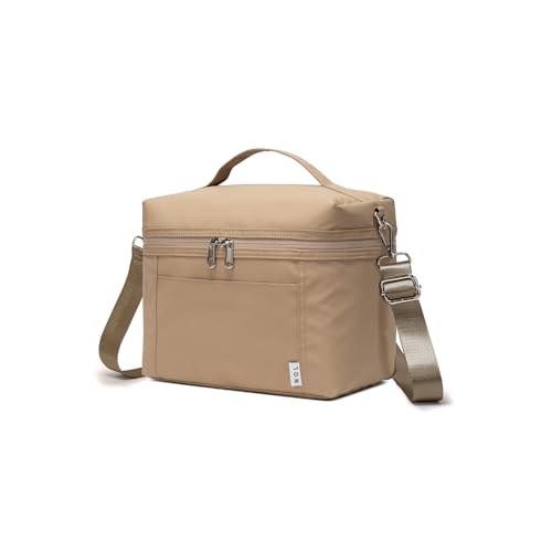 NOL 4L Insulated Lunch Bags for Women Cooler Bag Lightweight Nylon Waterproof Lunch Box for Work (Khaki / Small (4 Liters))