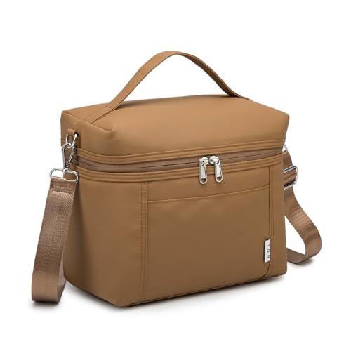 NOL Insulated Lunch Bags for Women Cooler Bag Lightweight Nylon Waterproof Lunch Box for Work Brown Small 4L (Brown / Small (4 Liters))