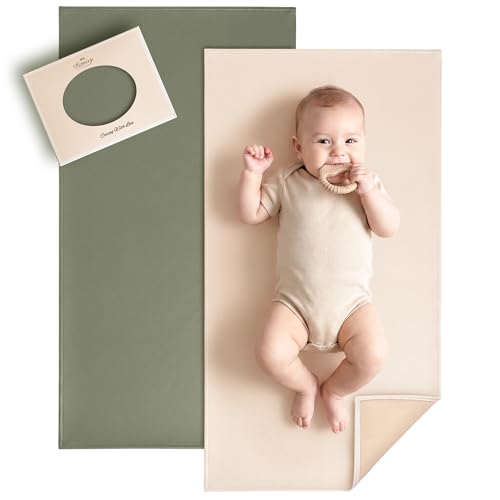 Faux Leather Waterproof Baby Changing Mat 2 Pack (Fog Green,Beige / Regular)