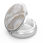 Pill Box 3 Compartment Small Pill Case Pill Organizer for Pocket or Purse (11-gray Marbling Gold / 1 piece)