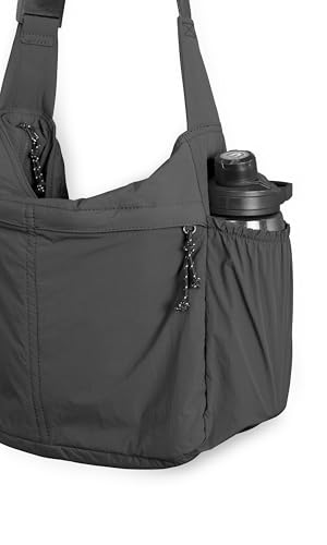 20L Crossbody Tote Bag Large Capacity Lightweight Hobo Shoulder Sling Bags for Gym Shopping Beach Travel (Classic Black)
