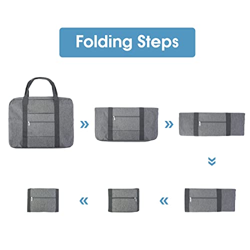 For Spirit Airlines Personal Item Bag 18x14x8 Foldable Travel Duffel Bag Tote Duffle Carry on Luggage for Women and Men 30L (Grey / 30L)