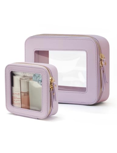 Clear Makeup Bag with Zipper (Purple / Mini & Medium)