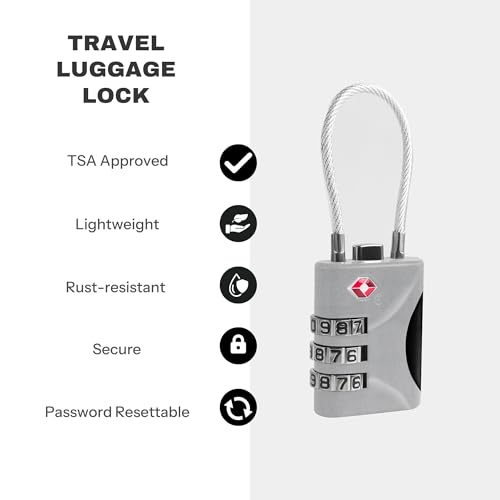 Travel Luggage Locks TSA Approved (Silver)